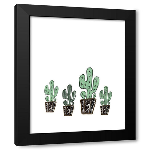 Cactus Set Black Modern Wood Framed Art Print by Moss, Tara