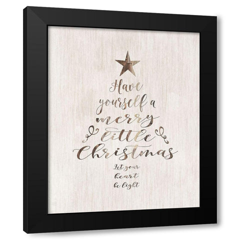 Merry Little Christmas Black Modern Wood Framed Art Print by Moss, Tara