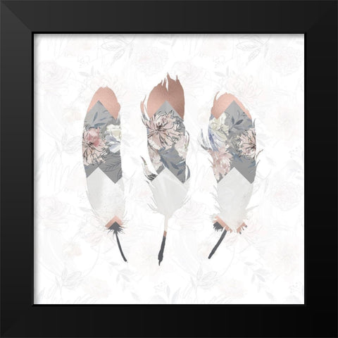 Square Feathers Black Modern Wood Framed Art Print by Moss, Tara