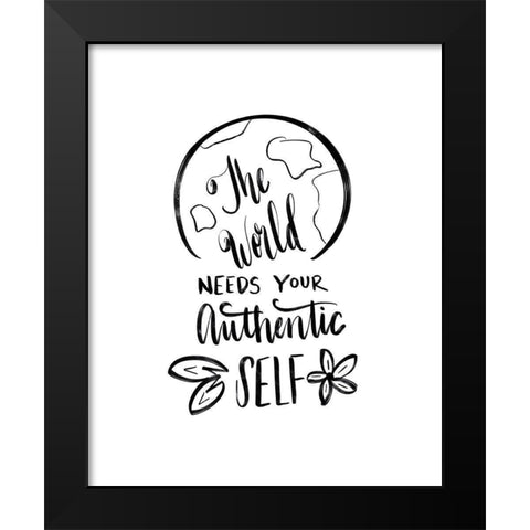 Authentic Self Black Modern Wood Framed Art Print by Moss, Tara