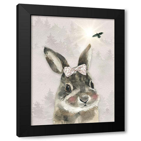 Baby Girl Hare Black Modern Wood Framed Art Print by Moss, Tara