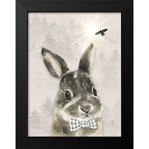 Baby Boy Hare Black Modern Wood Framed Art Print by Moss, Tara