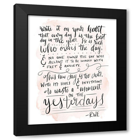 On Your Heart Black Modern Wood Framed Art Print by Moss, Tara