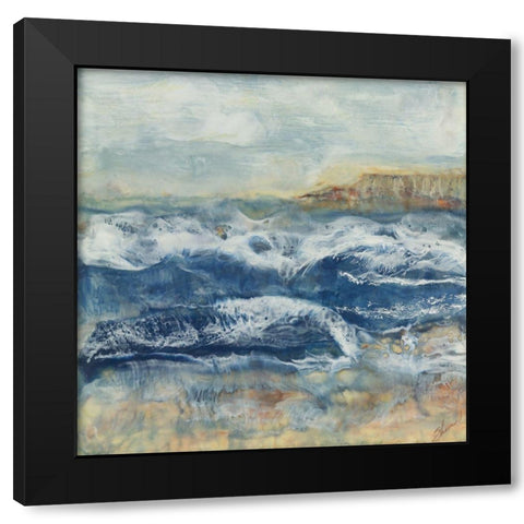 Awash Black Modern Wood Framed Art Print with Double Matting by Shanti, Shima