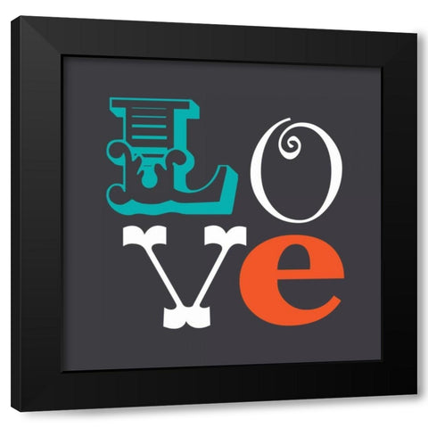 Love Black Modern Wood Framed Art Print by Robinson, Tamara