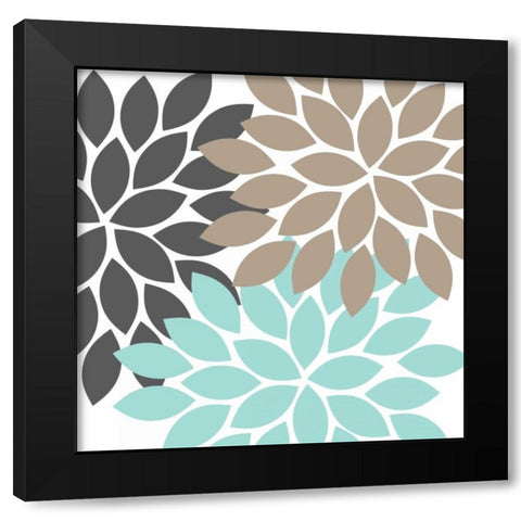 Flower Trio II Black Modern Wood Framed Art Print with Double Matting by Robinson, Tamara