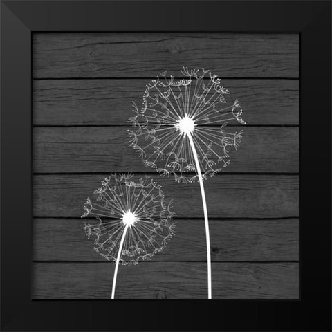 Grey Dandelion III Black Modern Wood Framed Art Print by Robinson, Tamara