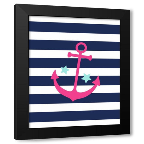 Anchor Stripe Black Modern Wood Framed Art Print with Double Matting by Robinson, Tamara