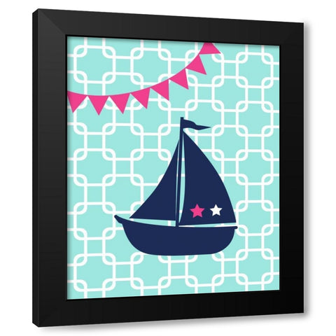 Sailboat Chain II Black Modern Wood Framed Art Print with Double Matting by Robinson, Tamara