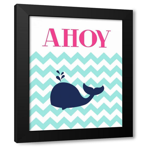 Chevron Whale Black Modern Wood Framed Art Print by Robinson, Tamara