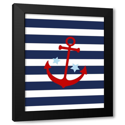 Anchor Stripe - Boy Black Modern Wood Framed Art Print by Robinson, Tamara