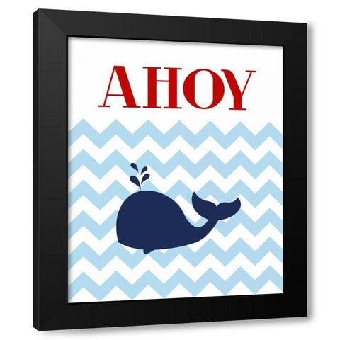 Chevron Whale II Black Modern Wood Framed Art Print with Double Matting by Robinson, Tamara