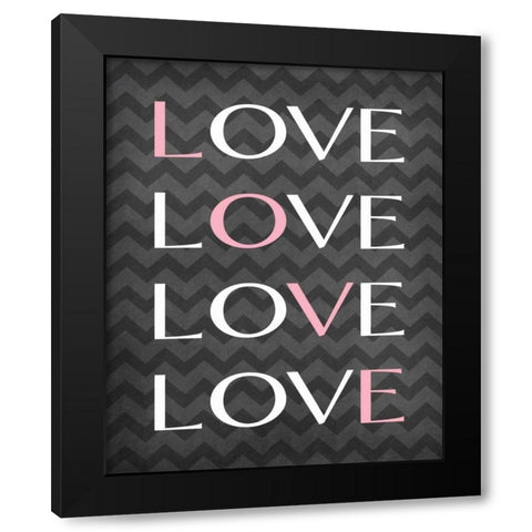Love Love Love Love Black Modern Wood Framed Art Print with Double Matting by Robinson, Tamara