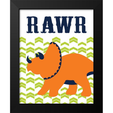 Dino Rawr Black Modern Wood Framed Art Print by Robinson, Tamara