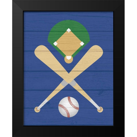 Baseball Ball Black Modern Wood Framed Art Print by Robinson, Tamara