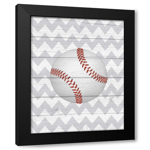 Baseball Black Modern Wood Framed Art Print by Robinson, Tamara