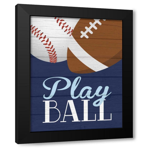 Play Ball Black Modern Wood Framed Art Print by Robinson, Tamara