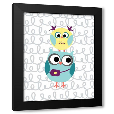 Owl V Black Modern Wood Framed Art Print by Robinson, Tamara