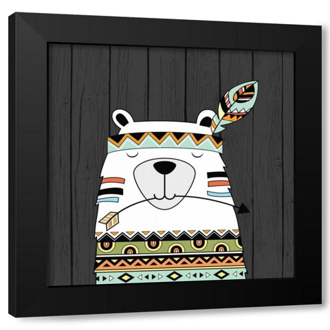 Tribal Bear Black Modern Wood Framed Art Print by Robinson, Tamara