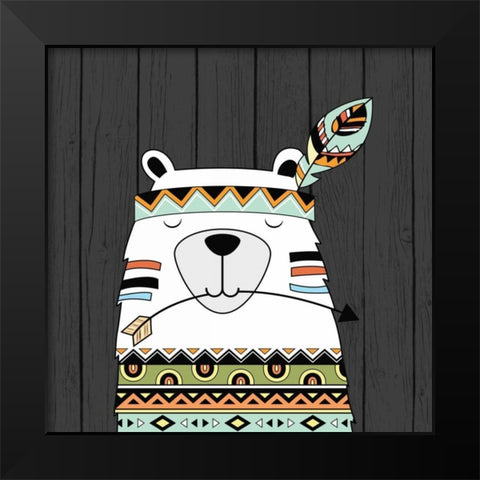 Tribal Bear Black Modern Wood Framed Art Print by Robinson, Tamara