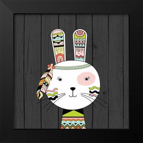 Tribal Rabbit Black Modern Wood Framed Art Print by Robinson, Tamara