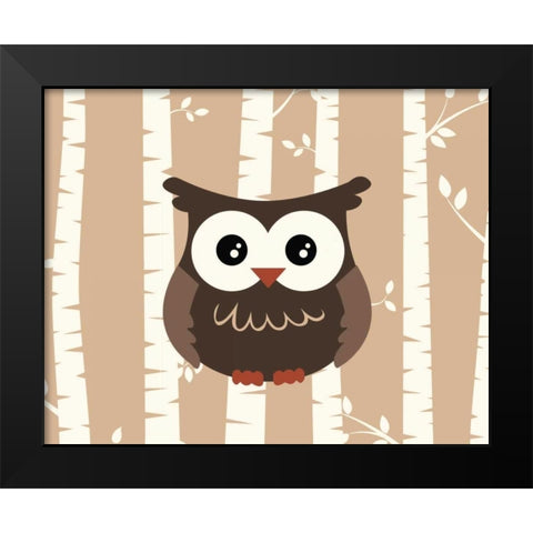 Owl Birch I Black Modern Wood Framed Art Print by Robinson, Tamara