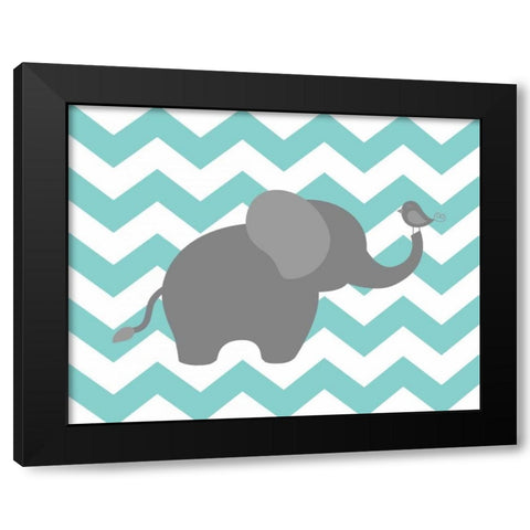Elephant Chevron Black Modern Wood Framed Art Print with Double Matting by Robinson, Tamara