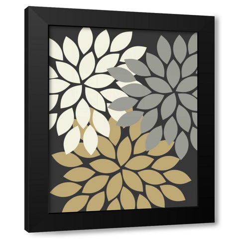 Trio Flower Burst II Black Modern Wood Framed Art Print with Double Matting by Robinson, Tamara