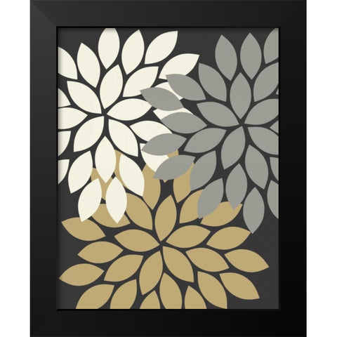 Trio Flower Burst II Black Modern Wood Framed Art Print by Robinson, Tamara