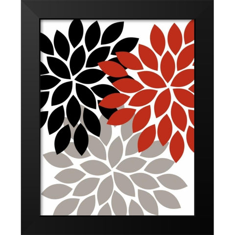 Trio Flower Burst III Black Modern Wood Framed Art Print by Robinson, Tamara