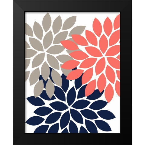 Trio Flower Burst 20 Black Modern Wood Framed Art Print by Robinson, Tamara