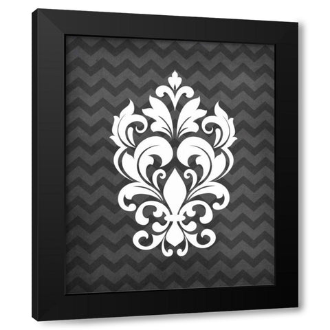 Damask II Black Modern Wood Framed Art Print by Robinson, Tamara
