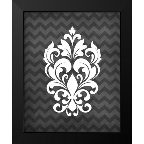 Damask II Black Modern Wood Framed Art Print by Robinson, Tamara