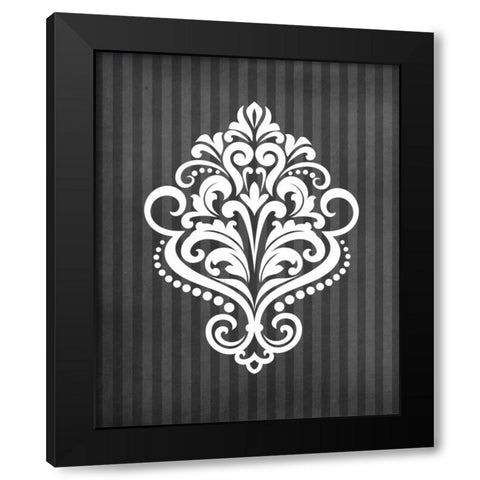 Damask III Black Modern Wood Framed Art Print with Double Matting by Robinson, Tamara