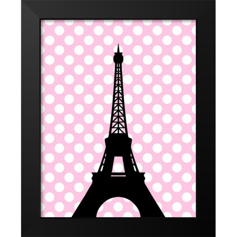 Eiffel Tower Polka Dots Black Modern Wood Framed Art Print by Robinson, Tamara