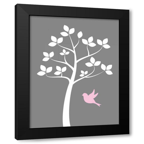 Girl Bird Tree Black Modern Wood Framed Art Print with Double Matting by Robinson, Tamara
