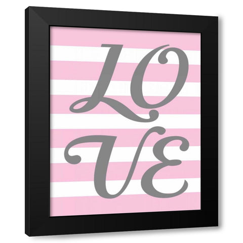 Love Stripe Black Modern Wood Framed Art Print by Robinson, Tamara