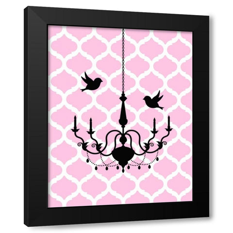 Chandelier Birds Black Modern Wood Framed Art Print by Robinson, Tamara