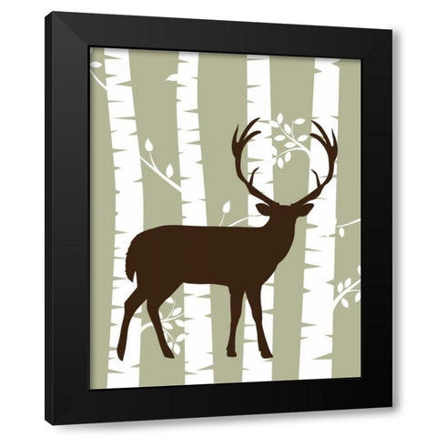 Deer I Woods Black Modern Wood Framed Art Print by Robinson, Tamara