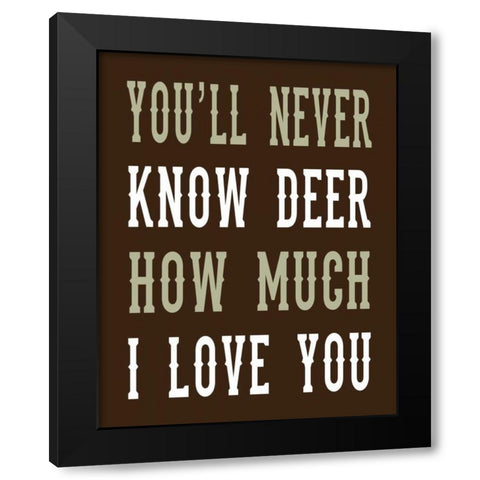 Deer Love Woods Black Modern Wood Framed Art Print by Robinson, Tamara