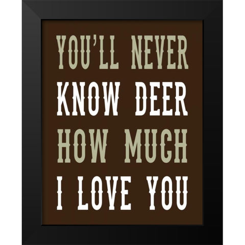 Deer Love Woods Black Modern Wood Framed Art Print by Robinson, Tamara