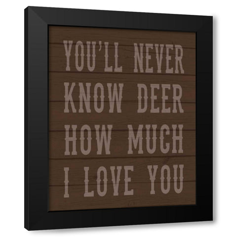 Deer Love Black Modern Wood Framed Art Print with Double Matting by Robinson, Tamara