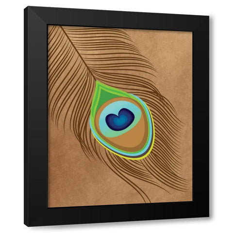 Peacock Feather III Black Modern Wood Framed Art Print with Double Matting by Robinson, Tamara
