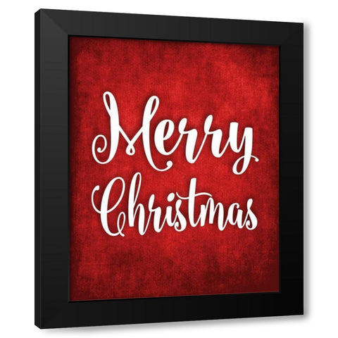 Merry Christmas Black Modern Wood Framed Art Print with Double Matting by Robinson, Tamara