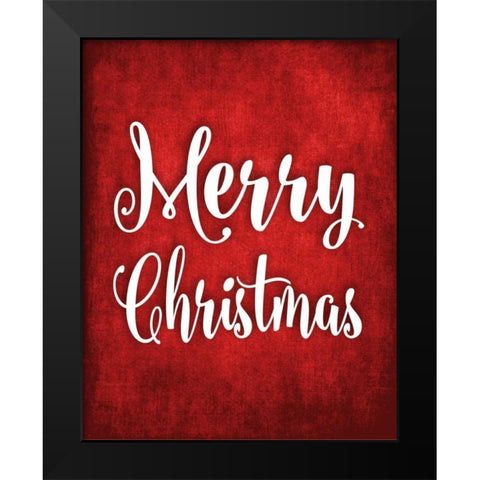 Merry Christmas Black Modern Wood Framed Art Print by Robinson, Tamara