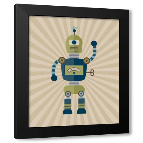 Robot II Black Modern Wood Framed Art Print with Double Matting by Robinson, Tamara