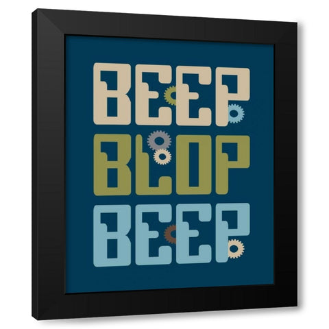 Robot Quote Black Modern Wood Framed Art Print by Robinson, Tamara