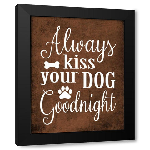 Dog Kiss Black Modern Wood Framed Art Print by Robinson, Tamara