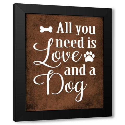 Dog Love Black Modern Wood Framed Art Print by Robinson, Tamara