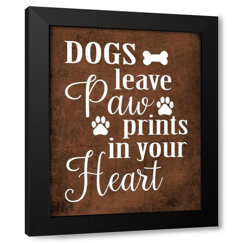 Dog Paw Prints Black Modern Wood Framed Art Print with Double Matting by Robinson, Tamara